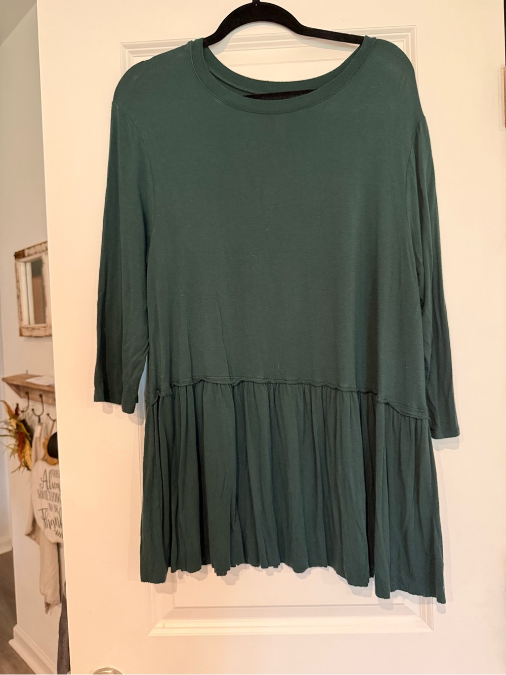Women's Dark Teal Ruffle Hem Tunic Top